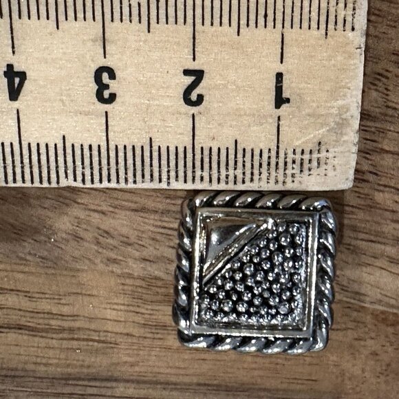 VTG Earrings 925 Sterling Silver ART DECO Square 0.75" Gold Plated Clip-On 14.7g - Picture 7 of 8